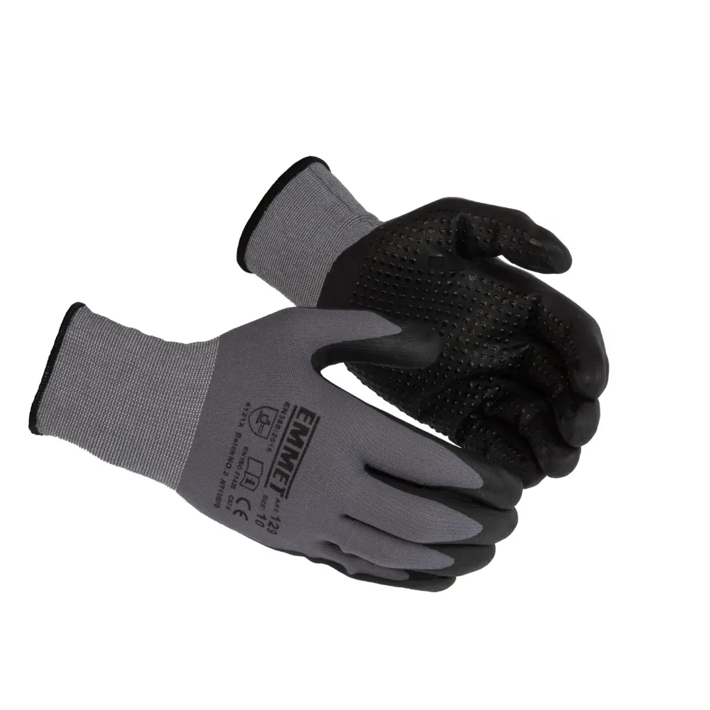 13G nylon and Spandex nitryle micro- foam coated gloves with PVC dots on palm (7/S)