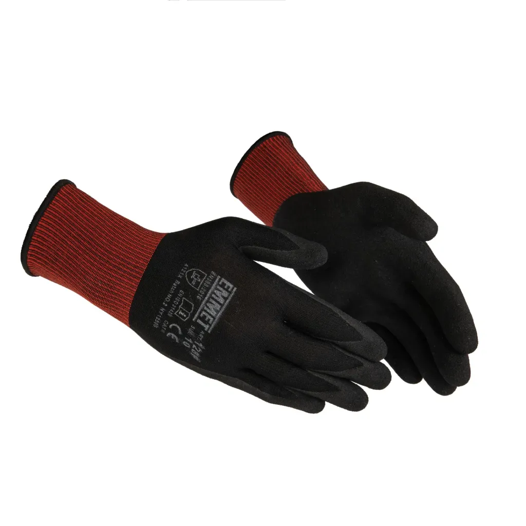13G grey color nylon liner; black color nitrile palm coated gloves (8/M)